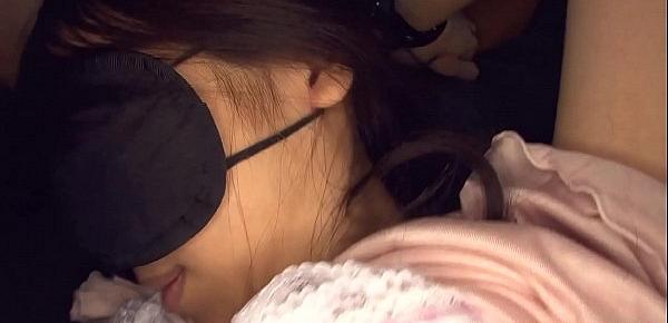  Bound and blindfolded Asian got toyed in the moving train